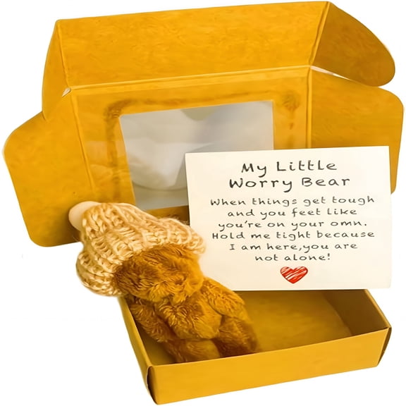 BESTSKY 2026 New Little Pocket Bear Hug in A Box,Pocket Hug Plush Toys,Mini Stuffed Worry Bear Tiny Bear,Handmade Emotional Support Crochet Bear Toys,Gifts for Lovers,Friends,And Couples
