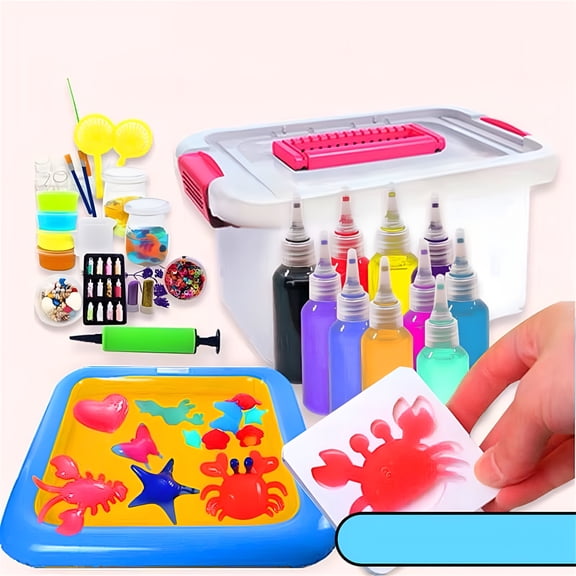 BESTSKY 2026 New Magic Water Elf Toy Kit,Aqua Fairy Water Gel Kit with Magic Gels,12 Sea Creature Molds. Arts&Crafts Diy Stem Kits for Kids(9X60Ml + 10 Parts