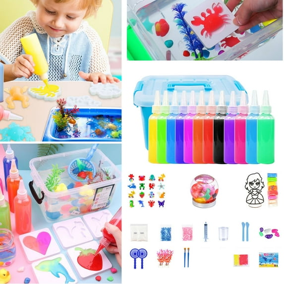 BESTSKY 2026 New Magic Water Elf Toy Kit, New Aqua Fairy Water Gel Kit, Diy Handmade Water Animal Set with Magic Gels and Sea Creature Molds, Magic Water Gel Kit Gifts for Kids (12 Colors)
