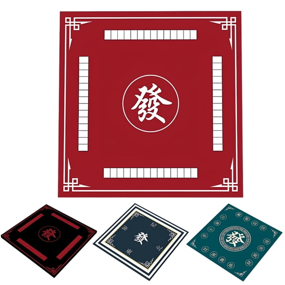 BESTSKY 2026 New Mahjong Table Mat Poker Domino Mahjong Tile Card Board Game Anti-Slip Noise Reduction Square Mah Jong Table Cover Playmat 80 Cm