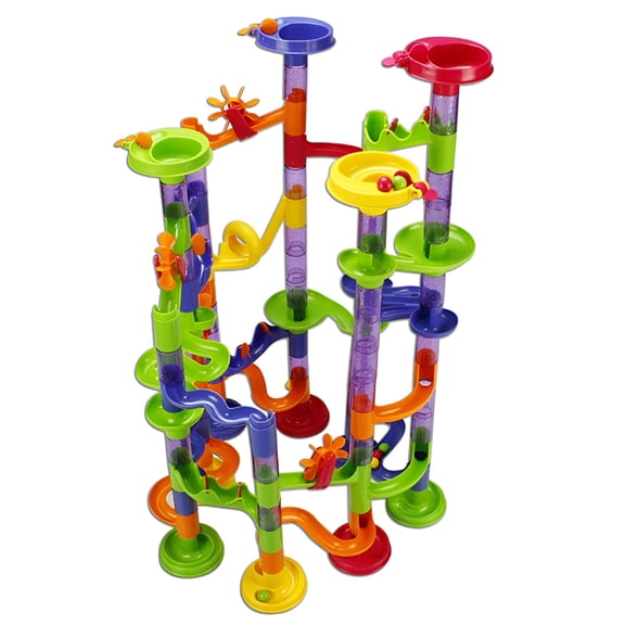 BESTSKY 2026 New Marble Run Toy Set with 105 Pieces for Kids Playing Plastic Assorted Color Track Balls Educational Toy