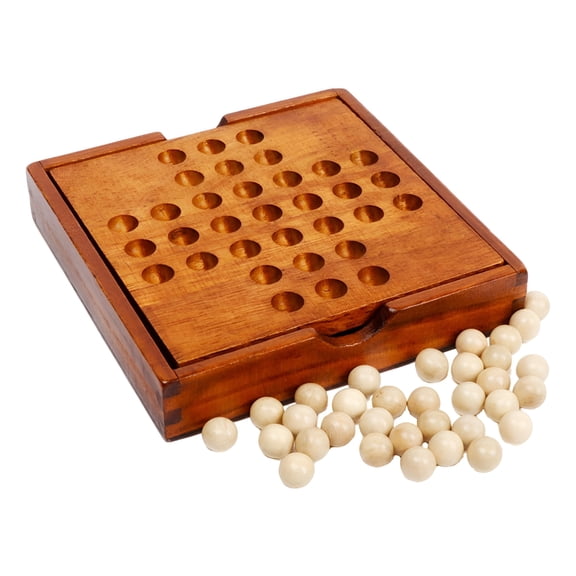 BESTSKY 2026 New Marble Solitaire Board Games,Wood Brown for Home,Travel,Family,Party,Leisure,Gift