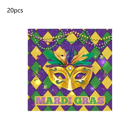 BESTSKY 2026 New Mardi Gras Themed Paper Tableware Set Design Plates Cups Napkins for Party Dining and Carnival Celebration