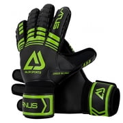 BESTSKY 2026 New Men Kids Adult Professional Goalkeeper Gloves Finger Protection Thicken Latex Soccer Football Goalie Gloves 5 Finger Save Guard Black Green Gloves,Size 5