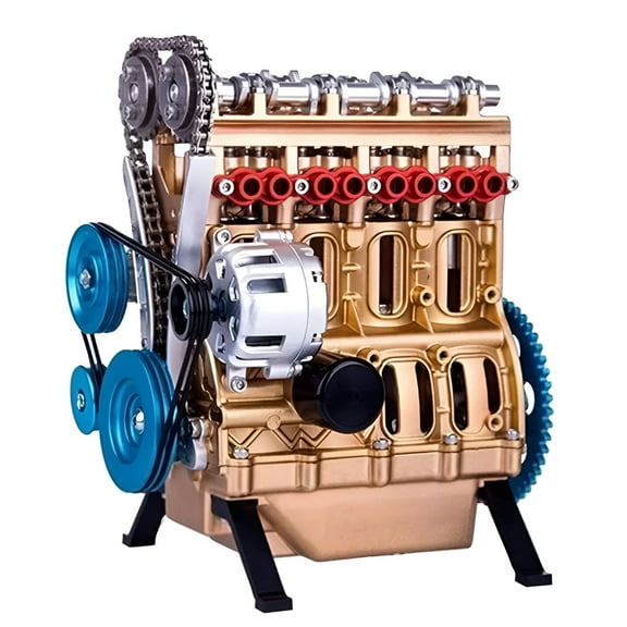 BESTSKY 2026 New Model Desktop Engine,4-Cylinder-Inline Car Engine Model Building Kit Adult Mini Diy Engine Model Toy for Hobbyists,Engineering Enthusiasts,Creative Projects,Home Office Decor