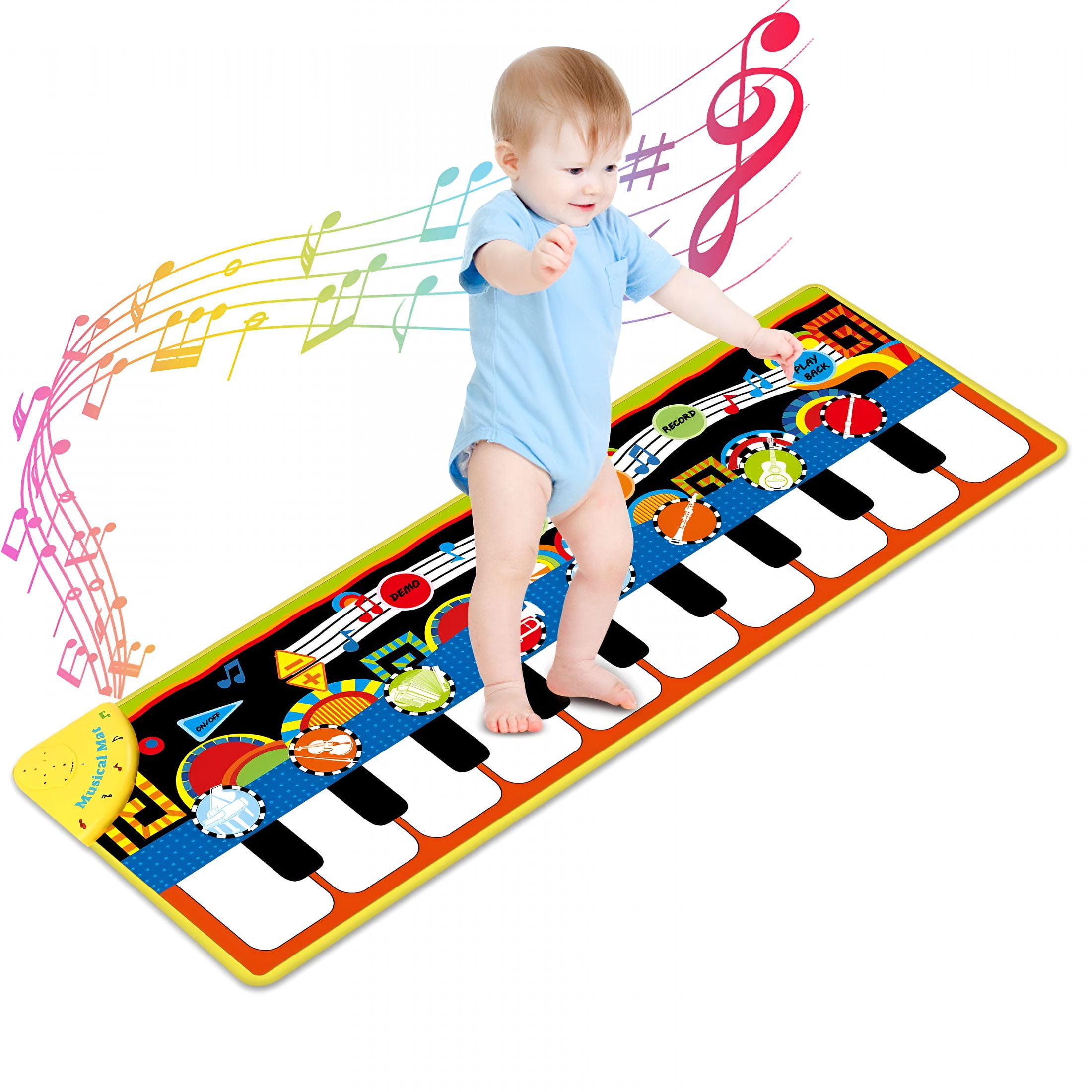BESTSKY 2026 New Musical Piano Mat for Toddlers,25 Music Sounds Floor Piano Keyboard Mat,Touch Playmat Educational Toys for Babies and Kids 1-3 Years Old