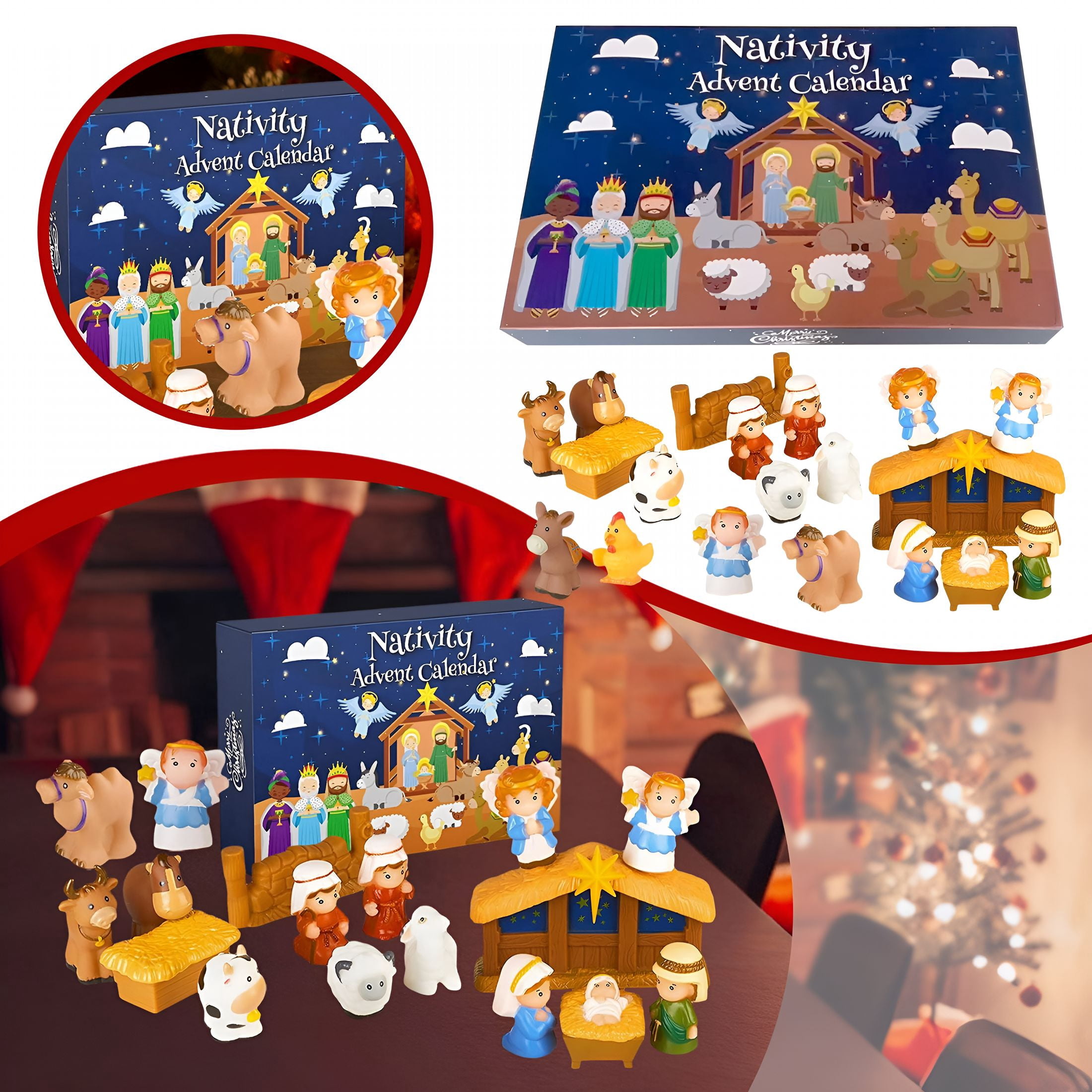 BESTSKY 2026 New Nativity Advent Calendar 2026 Kids,Christmas Story Nativity Playset Christian Advent Calendar for Toddlers,Kids,Girls,25Pcs Nativity Scene Set Toys for Children Ages 1 2 3 4 5 6+