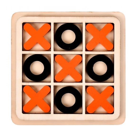 BESTSKY 2026 New Noughts Crosses Tic Tac Toe Board Game Wooden 5.5X5.5In Educational Strategy Problem Solving Family Mini Travel,Toys Christmas Gifts for Grandkids for Travel,Home,Classroom,Party
