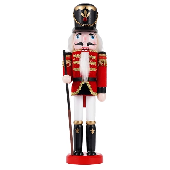 BESTSKY 2026 New Nutcracker Soldier Christmas Decorations,Wooden Nutcracker Drum Ornaments Collectible Festive Xmas Figures Decor Gift Indoor 12'' Red Lancer