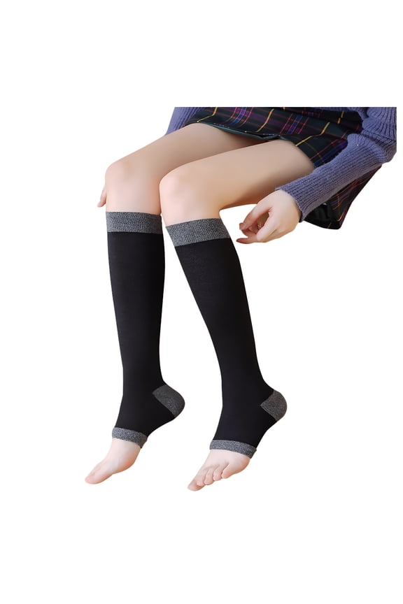 2026 New Open Toe Compression Socks for Women Knee High Breathable Toeless Cotton Stockings for Circulation Support for Travel, Work, Standing, Walking, Recovery