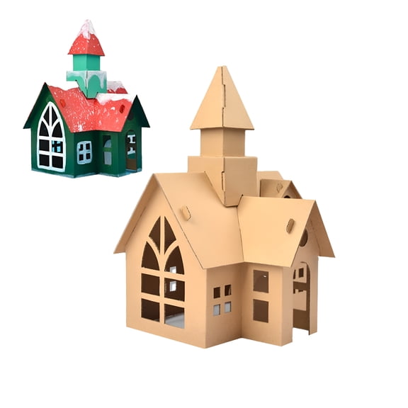BESTSKY 2026 New Paper Box Toys Children'S Paper House,1 Creative Assembling House Cardboard,Interactive Handmade Diy Assembly Kit Paper Creative House Shape Diy Assembly Accessories for Children