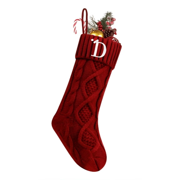 BESTSKY 2026 New Personalized Christmas Stockings with Initials,18 Inches Large Embroidered Monogrammed Cable Knit Christmas Stocking for Family,Xmas Holiday Party Gifts&Decoration for Fireplace