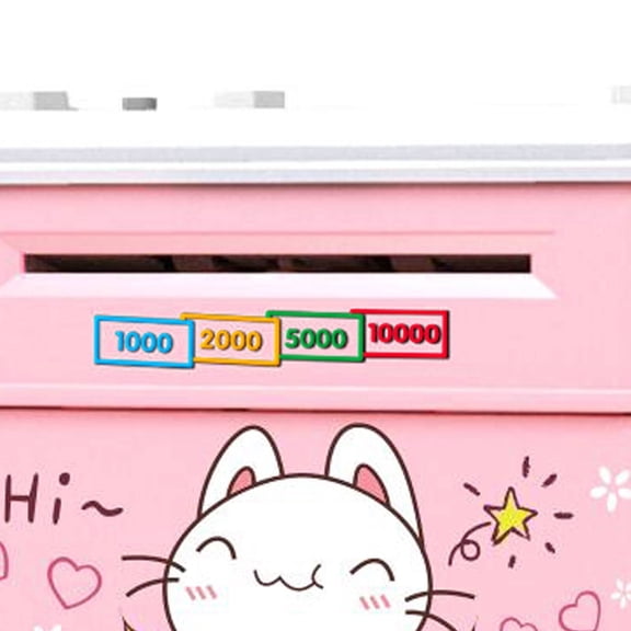 BESTSKY 2026 New Piggy Bank Secure Protection Kids Safe Atm Simulation Coin Bank Auto Deposit Pink Cat for Saving Money Teaching Kids Financial Education Home Use Playtime Birthday Gifts.