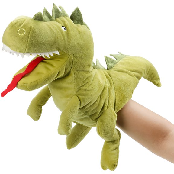 BESTSKY 2026 New Plush Dinosaur Hand Puppet with Open Movable Mouth for Imaginative Play,Role Play,Interactive Toy for Storytelling Teaching Puppet Theater,Birthday Gift for Kids Boys Girls,Green,13"