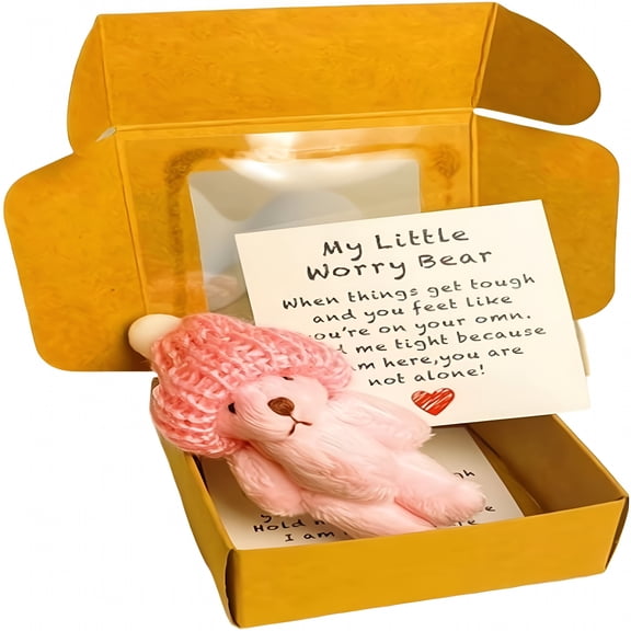 BESTSKY 2026 New Pocket Bear Hug in A Box,Little Pocket Bear Hug,Mini Plush Bear in Box,Handmade Emotional Support Crochet Bear Toys with Positive Cards,Fun Pocket Hug Give Bear Hugs,For Friends