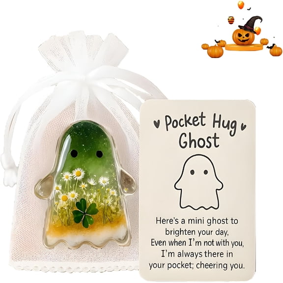 BESTSKY 2026 New Pocket Hug Ghost,Pocket Comfort Ghosts with Encouragement Card,Cute Mini Charm for Boo Basket Stuffers Halloween Party Favors Goodie Bag Fillers(Green)