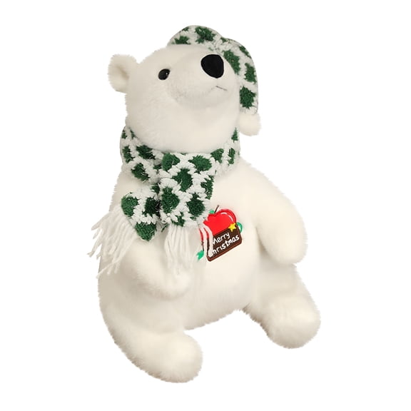 BESTSKY 2026 New Polar Bear Stuffed Animal Plush,11.8 Inch Lifelike Soft Cute Polar Bear with Scarf,Cute Polar Bear Plush Toy for Kids Children Family Xmas Birthday Gifts