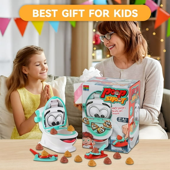 BESTSKY 2026 New Poop Game,Floor Shooting Game,Family Board Games,Shoot the Poop Game,Fast and Frenzied Flushing Poop Game with Fun Sounds Gift for 4+ Year Olds,Christmas New Year Gifts,Blue