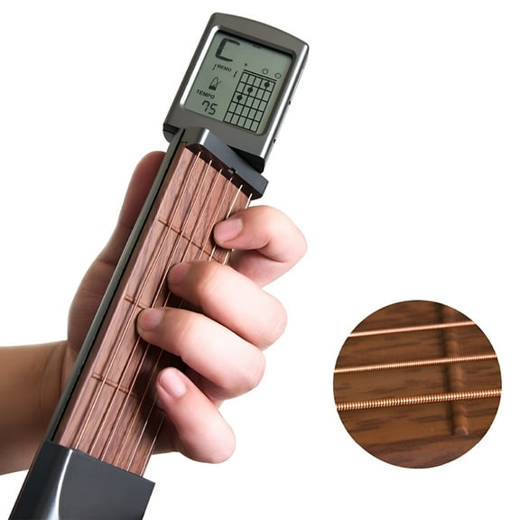 BESTSKY 2026 New Portable Guitar Practice Tool, Pocket Guitar Chord Exerciser Solo Six Guitar with Screen Display Exerciser