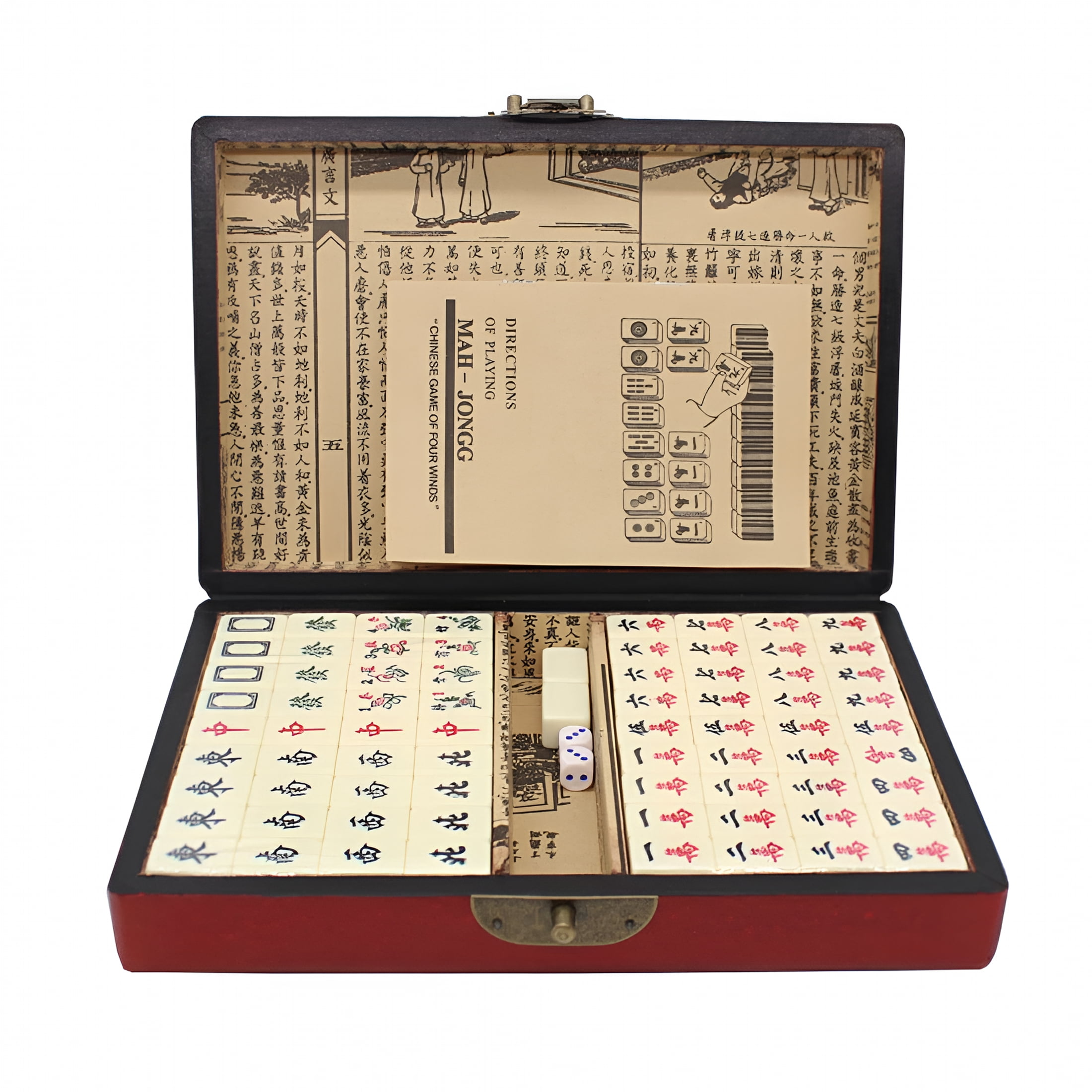 BESTSKY 2026 New Portable Mahjong Set with Wooden Case for Travel Or Family Game Night,For Vacations,Family Gatherings,Travel Entertainment,Outdoor Activities