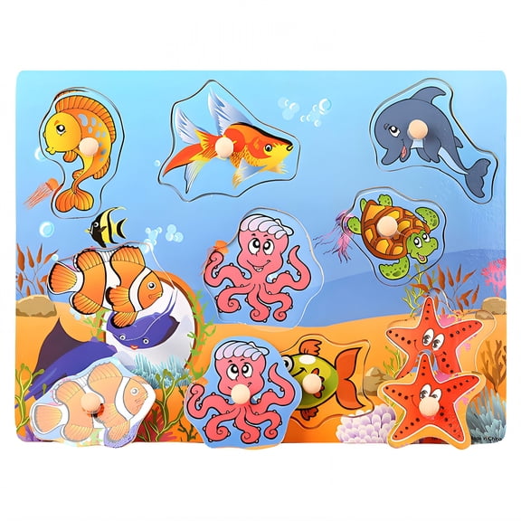BESTSKY 2026 New Puzzle Board Early Learning Blocks Wooden Puzzles Color Recognition Puzzle Puzzle for 3 Year Old for Home Preschool Playroom Style2 11.9*8.9*0.5In
