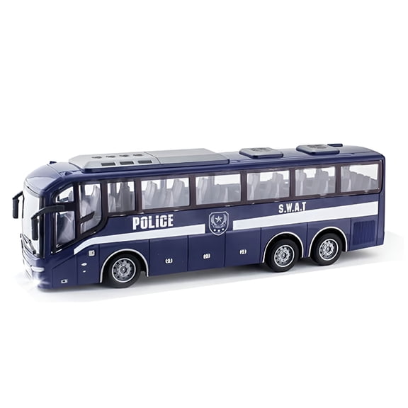 BESTSKY 2026 New Racing Car Police Bus 27Mhz Lights Simulation School Bus Tour Bus Model Toy for Kids for Imaginative Play,Motor Skill Development,Interactive Learning,Educational Fun
