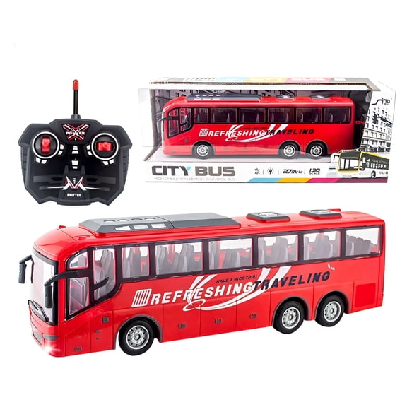 BESTSKY 2026 New Racing Car Police Bus 27Mhz Lights Simulation School Bus Tour Bus Model Toy for Kids for Playroom,Bedroom,Birthday Gift,Collection