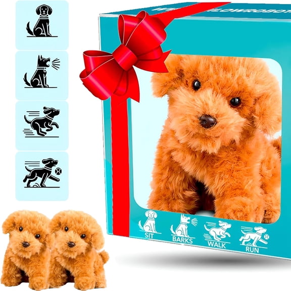 BESTSKY 2026 New My Realistic Robot Puppy,Plush Toy Dog Robot Puppy-Walking,Barking,Tail Wagging,Walking Dog Toy for Kids,Home,Play,Toys,Gifts,Companionship,Entertainment,Learning(Brown)