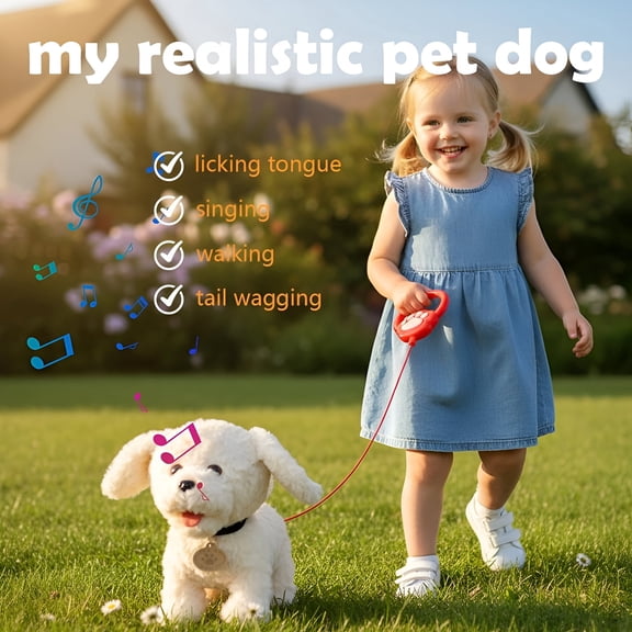 BESTSKY 2026 New Robot Dog for Kids,Interactive Robotic Puppy with Touch Sensor Voice Recording,Realistic Barking and Walking,Licking Motion Toy with Remote Control Leash,Gift for Boys Girls