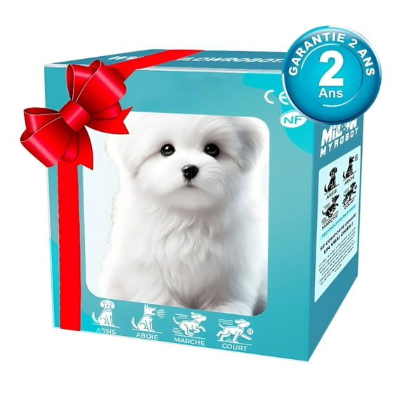 BESTSKY 2026 New Robot Dog Plush Toy Puppy Electronic Interactive Dog-Walking,Barking,Tail Wagging,Realistic Robot Puppy,Stretching Companion Animal for Toddlers,White(3-6 Years)