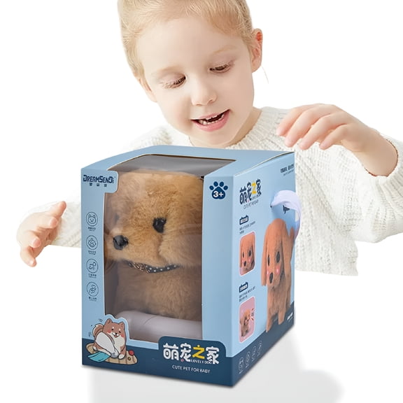 BESTSKY 2026 New Robot Puppy Plush Toy Electronic Interactive Dog-Walking,Barking,Tail Wagging,6.5" My Realistic Robot Puppy,Stretching Companion Animal for Kids Toddlers(Ages 3-6)