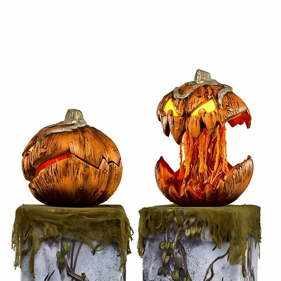 BESTSKY 2026 New Scary Extendable Halloween Decoration Talking Pumpkin with Glowing Eyes Spooky Festival Ornaments
