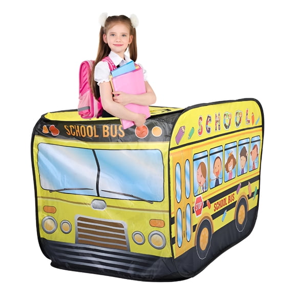 BESTSKY 2026 New School Bus Pop Up Play Tent for Kids Boys & Girls Indoor Outdoor Playhouse Toy, Portable Children Play Tent