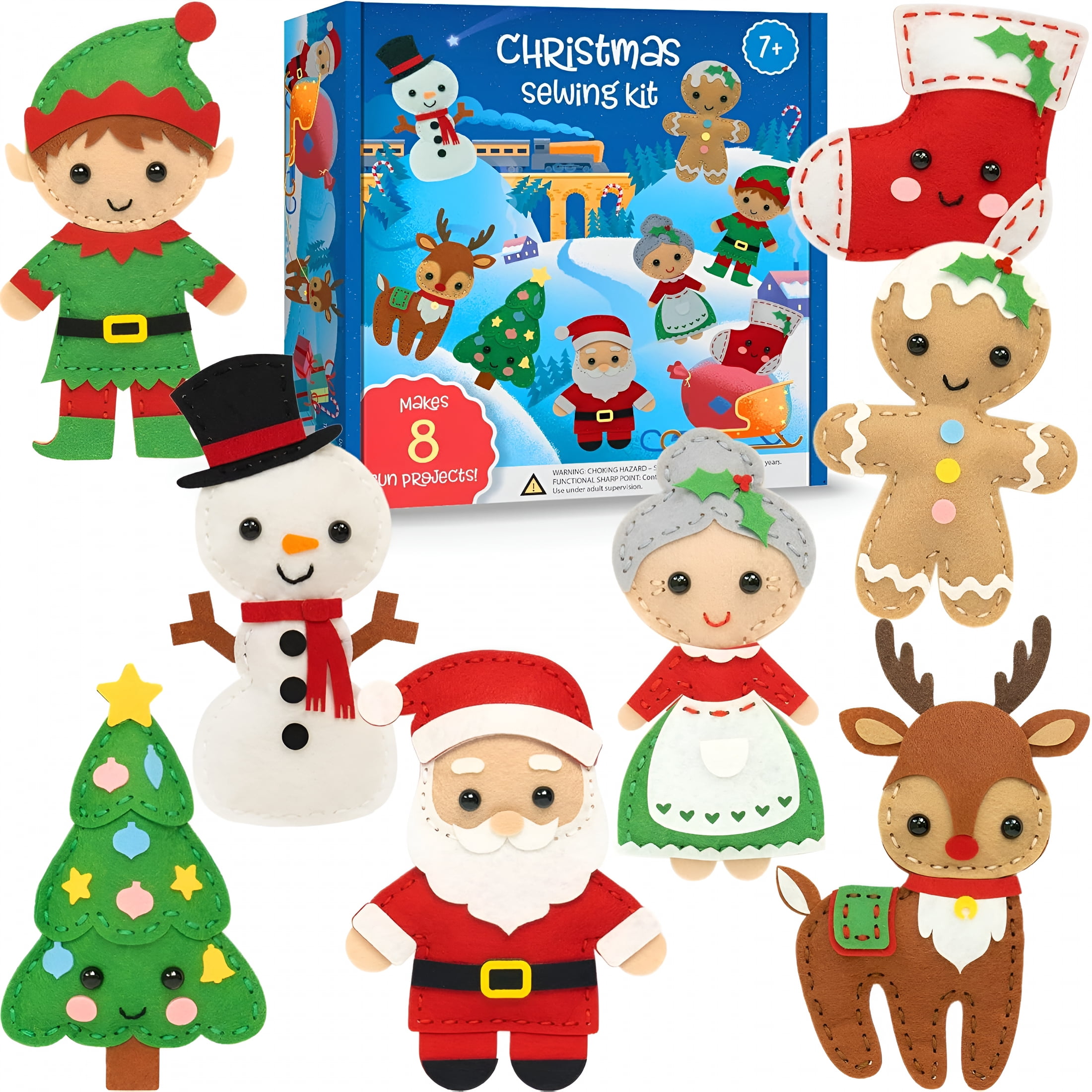 BESTSKY 2026 New Sewing Kit for Kids,Fun and Educational Christmas Craft Set for Boys and Girls Age 7-12,Sew Your Own Felt Christmas Set Craft Kit for Beginners,165 Piece Set