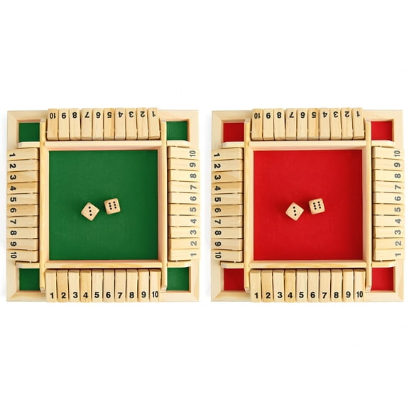 BESTSKY 2026 New Shut the Box Dice Game 4 Player  Wooden Trash Dice Game with 10 Numbers,Family Tabletop Strategy Game for Bars,Parties,Math and Logic Skill Building