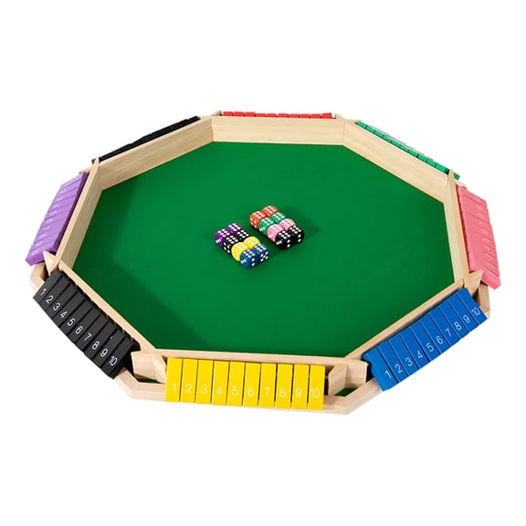 BESTSKY 2026 New Shut the Box Game- Digital Eight-Sided Card Flipping Table,Colorful Wooden Board Game with 10 Numbers + 8 Dices,Math Board Tabletop Games for Home Party Pub