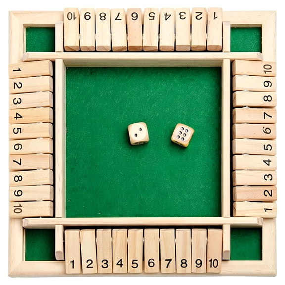 BESTSKY 2026 New Shut the Box Wooden Mathematic Game Traditional Pub Board Dice Game Travel 4 Players Family Fun Wood Material Multicolor Shut the Box Game 4 Player