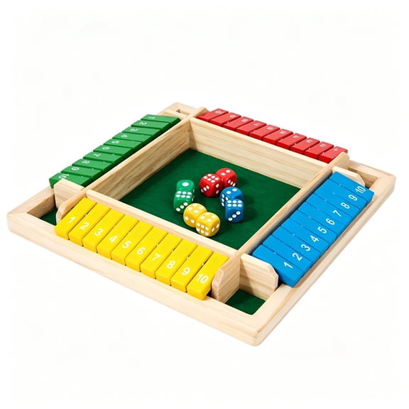 BESTSKY 2026 New Shut the Box Dice Game 2-4 Player Family Wooden Board Table Math Games 8 Dices Tabletop Games