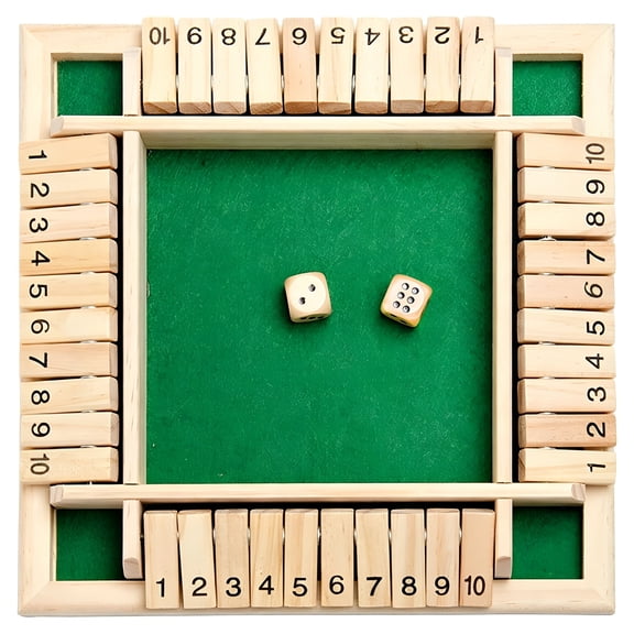 BESTSKY 2026 New Shut the Box Wooden Mathematic Game Traditional Pub Board Dice Game Travel 4 Players Family Fun Wood Material Multicolor