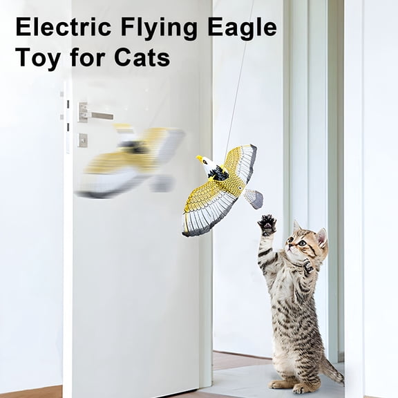 BESTSKY 2026 New Simulation Bird Cat Toy Electric Hanging Flying Eagle/Parrot Toy Interactive Door Ceiling Swinging Animal Cat Teasing Toy for Indoor Cats Flying Bird Cat Toys for Indoor Cats