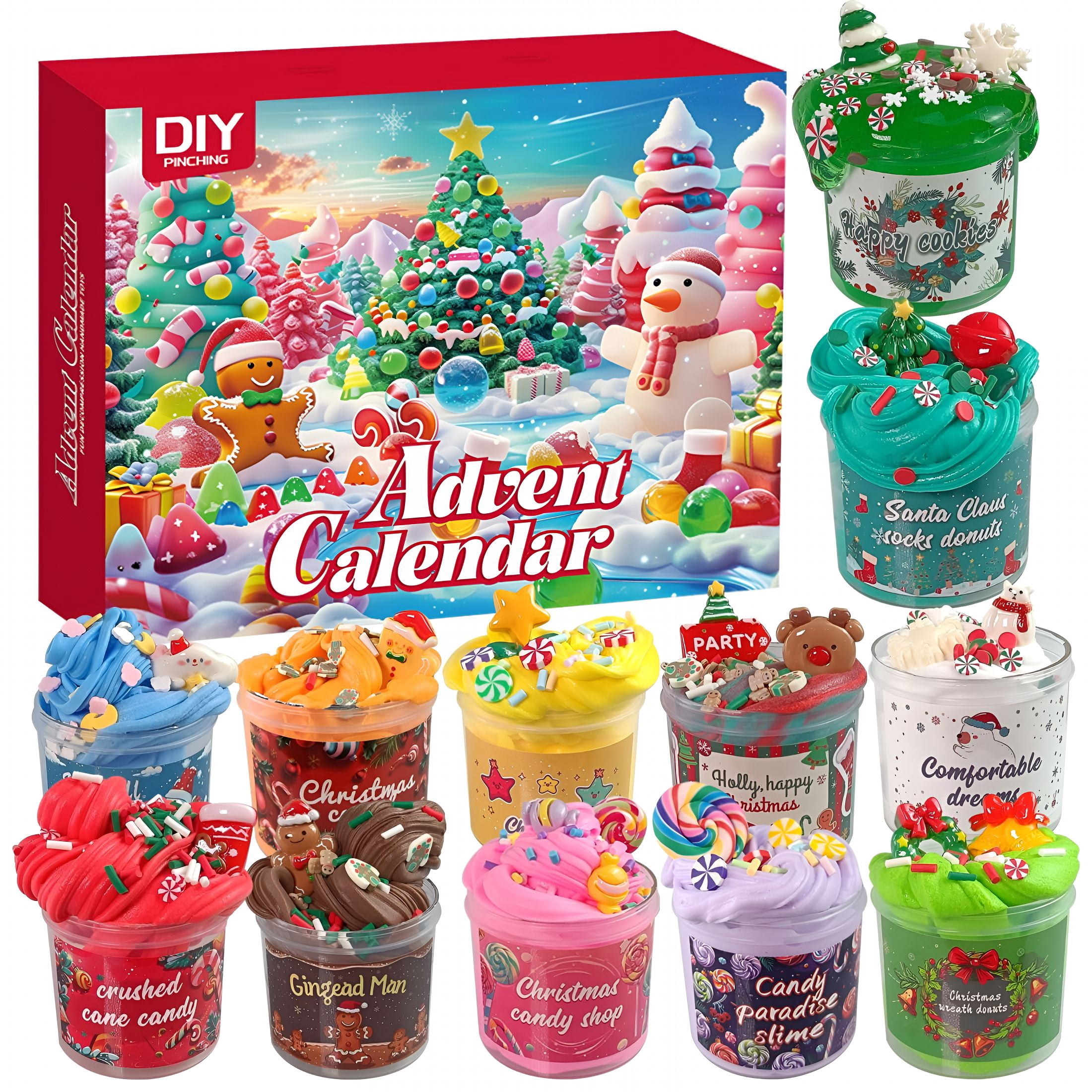 BESTSKY 2026 New Slime Advent Calendarbutter Diy Kit Christmas Gifts 24 Days Christmas Countdown Calendar Party Favors for Kids Stress Relief Toys for Kids,Holiday,Party