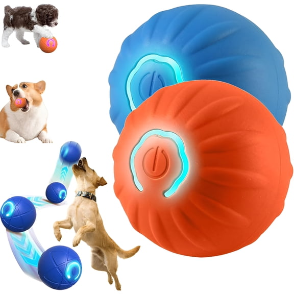 BESTSKY 2026 New Smart Jumping Ball Dog Toy Interactive Dog Ball,Interactive Automatic Rolling Ball with Lights for Dogs (2Pcs)