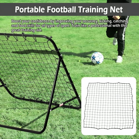 BESTSKY 2026 New Soccer Rebounder Net with 20 Elastic Ropes Kickback Football Practice Net Target Goal Rebound Net Beginner Training Aid