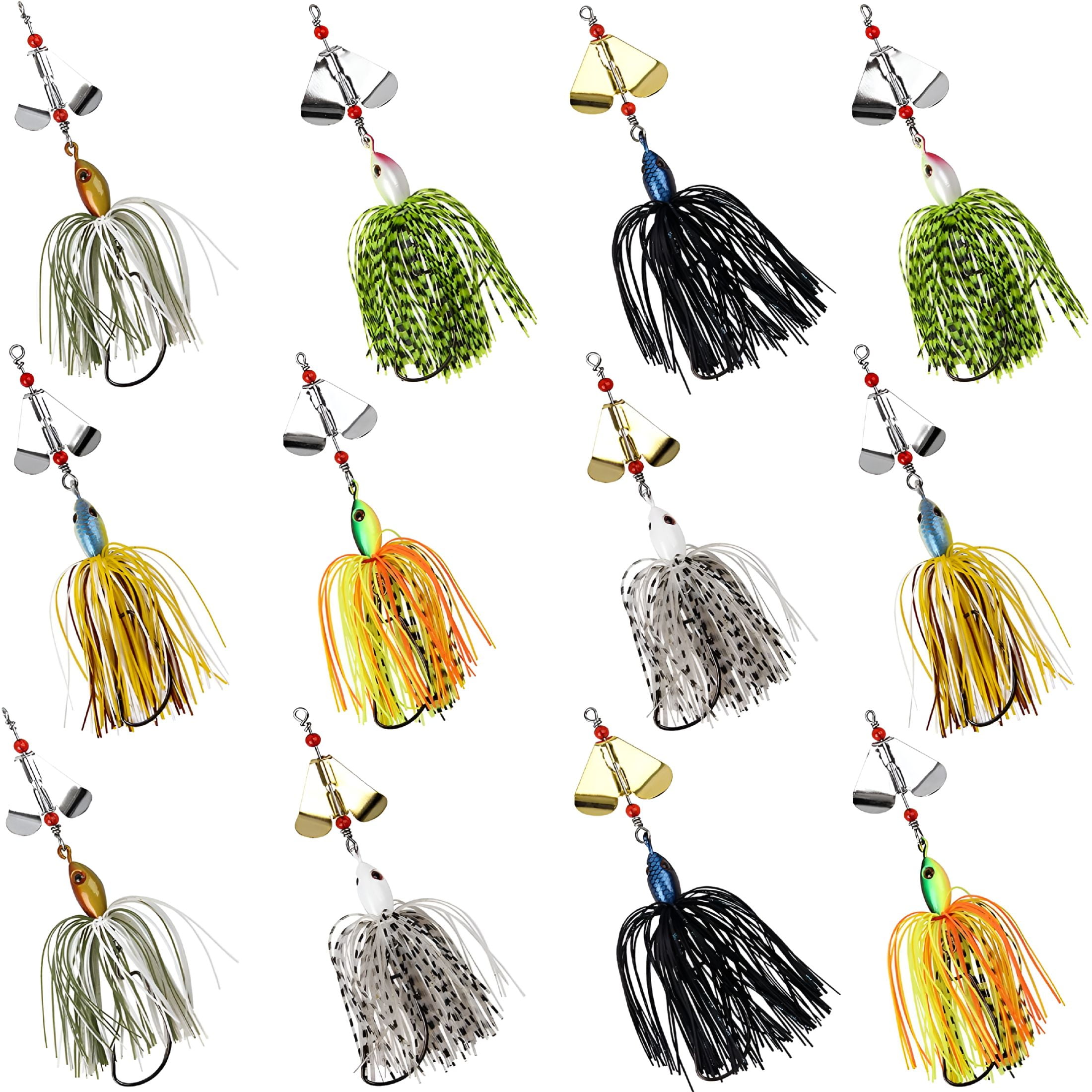 BESTSKY 2026 New Spinnerbait Fishing Lures Kit Set, 6Pcs Bass Fishing Lure Multicolor Bass Trout Salmon Metal Spinner Baits Swim Jigs Freshwater Saltwater Fishing