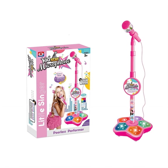 BESTSKY 2026 New Standing Microphone,Realistic Microphone Design Adjustable Standing Microphone,For Playroom,Home,Party,Fun Singing Experience Kids Karaoke Machine for Girls,Red