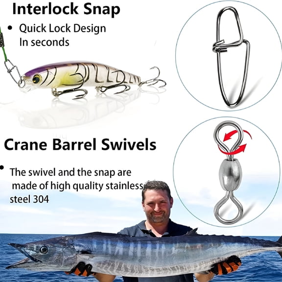 BESTSKY 2026 New Steel Fishing Wire 125Lb Heavy Duty Saltwater Fish Leader with Swivel and Snap for Saltwater, Deep Sea, Trolling, Game Fishing, Big Fish, Offshore