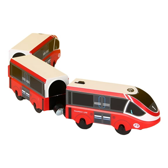 BESTSKY 2026 New Toddler Train Set Space Thinking Toy Train Creative Track Building Bullet Train for Kids Indoor Play Stem Learning Red