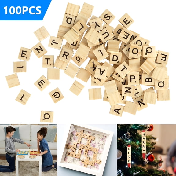 BESTSKY 2026 New Wood Letter Tiles, 100Pcs A-Z Capital Letters, Scrabble Tiles for Crafts, Wooden Letters Scrabble Letters Education Games, and Diy Wood Tile Game Wall Decor