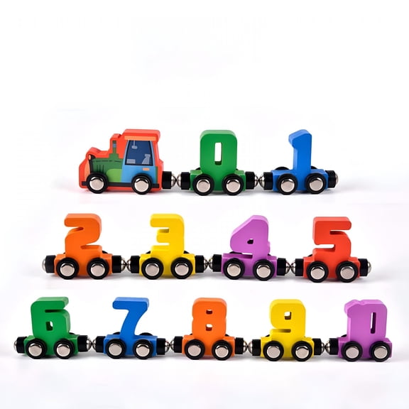 BESTSKY 2026 New Wooden Number Train Toy 12 Pcs Magnetic Number Train Set,1 Engine and 1 Storage Bag for Toddlers,Educational Toy,Early Learning,Interactive Play