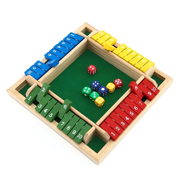 BESTSKY 2026 New Wooden Shut the Box Dice Game for 4 Players-Family Pub Math Strategy Activity with 8 Dice for Family,Friends,Parties,Game Night